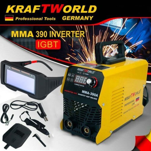 Електрожен KraftWоrld 390A Инверторен + Соларни Очила за заваряване