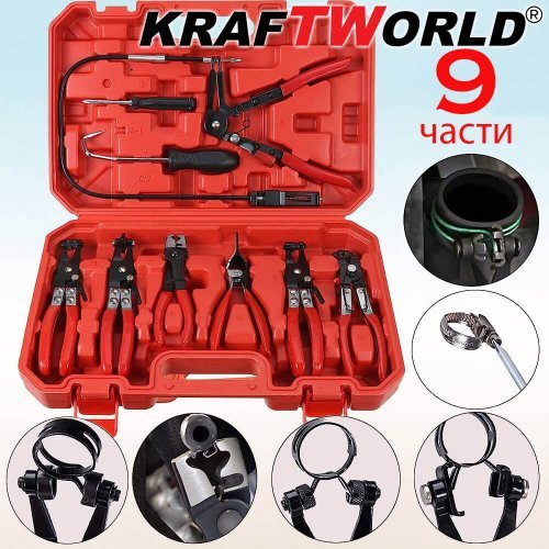Клещи за скоби за водни съединения от 9 части KraftWorld
