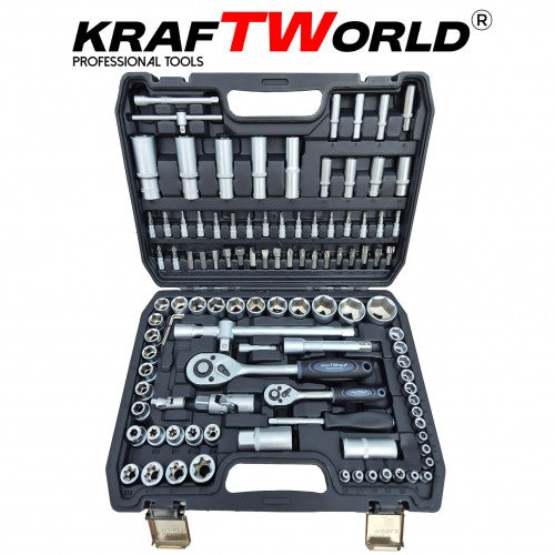 Професионално Гедоре KraftWorld със 108 Части – с Метални Закопчалки
