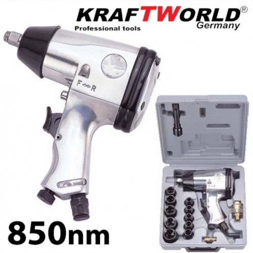 Гайковерт 1/2” 850нм комплект 17 части в куфар KraftWorld