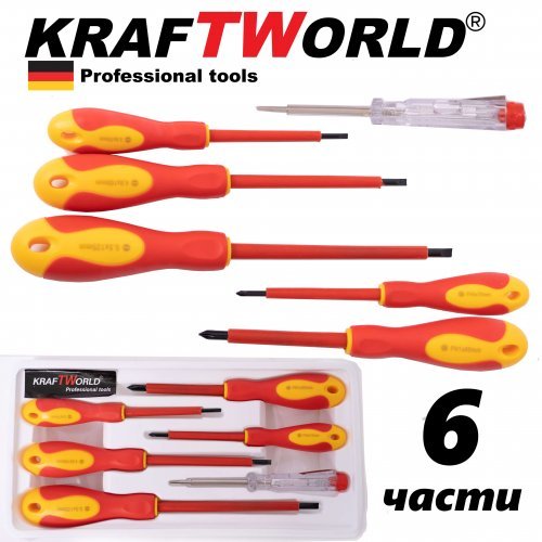 Комплект Отвертки Електричарски KraftWorld 6бр