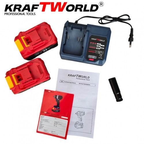 Акумулаторен гайковерт Kraftworld 36V 8Ah с две батерии и куфар