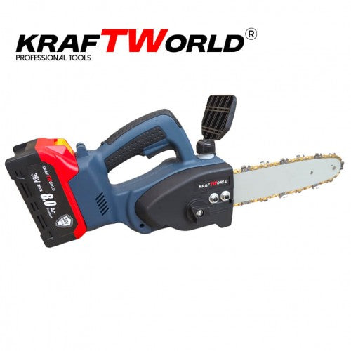 Акумулаторна резачка KraftWorld 36V 8Ah - Трион с автоматично омасляване и 2 батерии