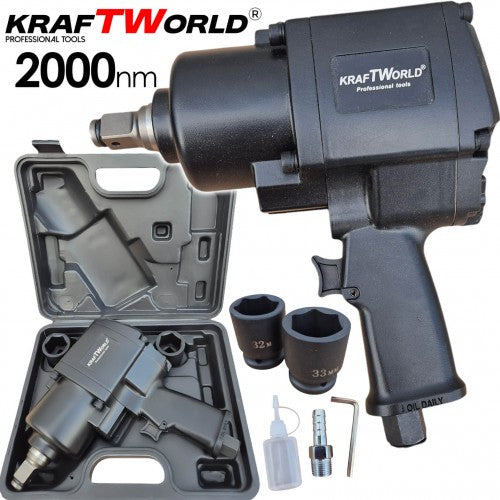 Професионален гайковерт KraftWorld 3/4", 2000 Nm Ненадмината мощност и прецизност за тежки задачи