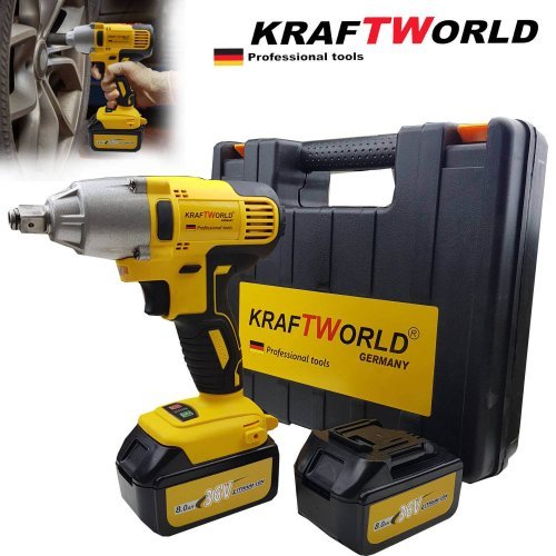 Акумулаторен Винтоверт KRAFTWORLD 36V + 111 части / Бормашина в комплект с инструменти