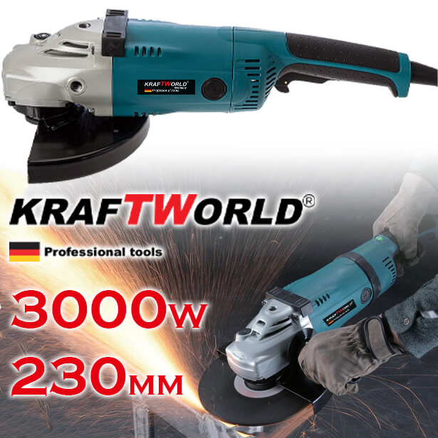 Ъглошлайф KraftWorld 3000W Голям шлайф на ток 230мм