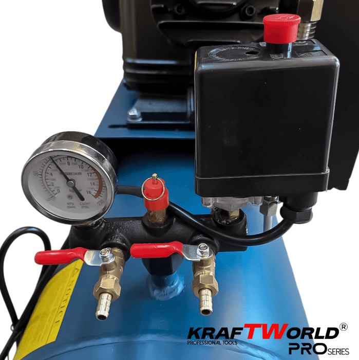 Професионален компресор за въздух KraftWorld Pro 100 литра, ремъчно задвижване