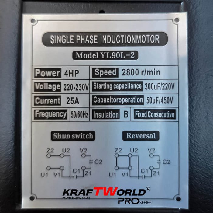 Професионален компресор за въздух KraftWorld Pro 100 литра, ремъчно задвижване