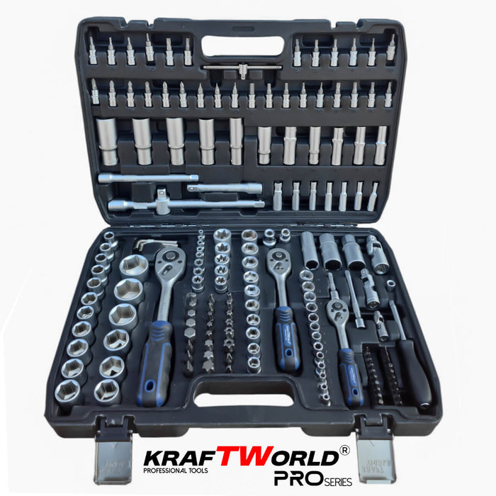 Професионално гедоре 172 части KraftWorld PRO Series – CR-V, 3 размера 1/2″, 3/8″, 1/4″,