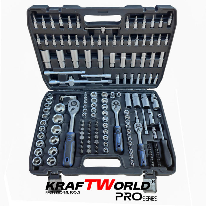 Професионално гедоре 172 части KraftWorld PRO Series – CR-V, 3 размера 1/2″, 3/8″, 1/4″,