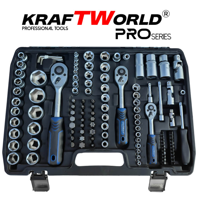 Професионално гедоре 172 части KraftWorld PRO Series – CR-V, 3 размера 1/2″, 3/8″, 1/4″,