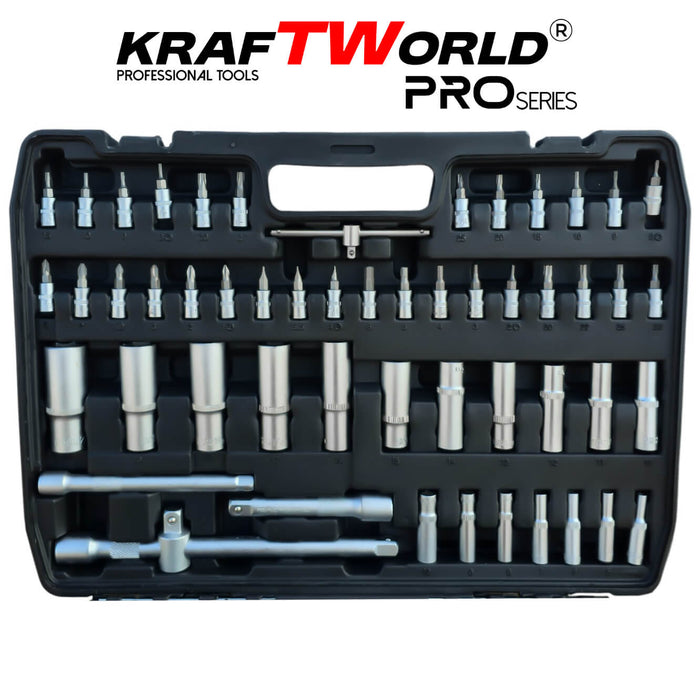 Професионално гедоре 172 части KraftWorld PRO Series – CR-V, 3 размера 1/2″, 3/8″, 1/4″,