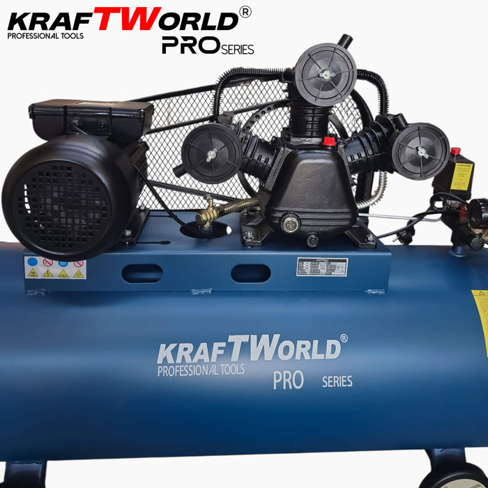 Трибутален въздушен компресор KraftWorld 200L | 4HP | 8 bar