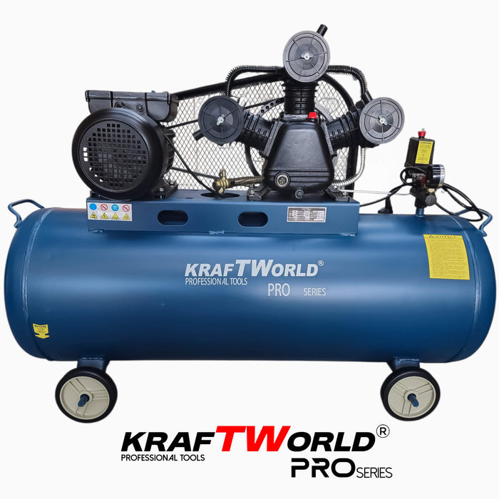 Трибутален въздушен компресор KraftWorld 200L | 4HP | 8 bar