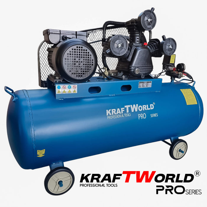 Трибутален въздушен компресор KraftWorld 200L | 4HP | 8 bar
