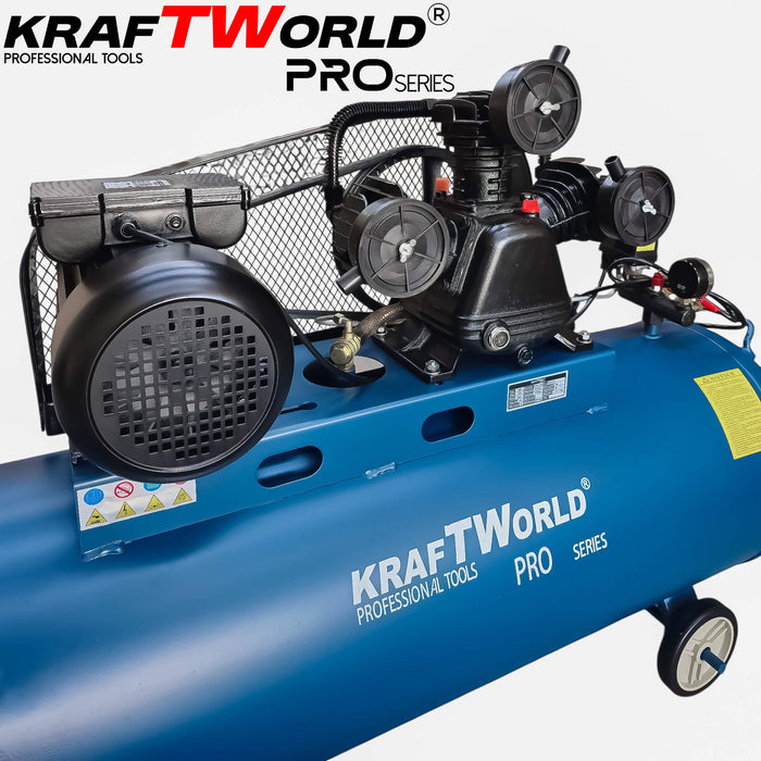 Трибутален въздушен компресор KraftWorld 200L | 4HP | 8 bar