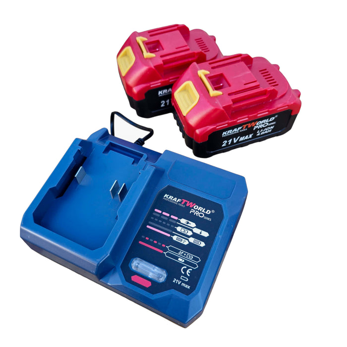 Акумулаторна Верижна Резачка с двойна батерия KraftWorld PRO – 42V (2×21V), 16″, 2 Вериги