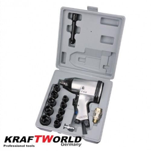 Гайковерт 1/2” 850нм комплект 17 части в куфар KraftWorld