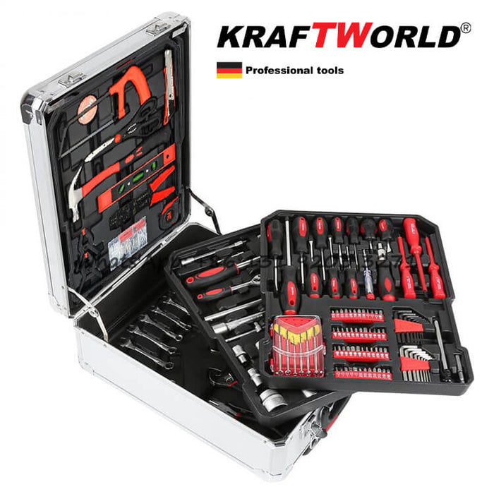 Куфар с инструменти 499 части KraftWorld - тресчотка, ключове, отвертки, клещи