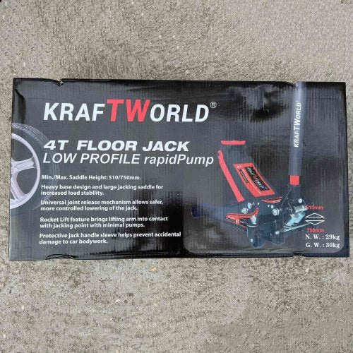 Нископрофилен крик KraftWorld 4 тона с две помпи