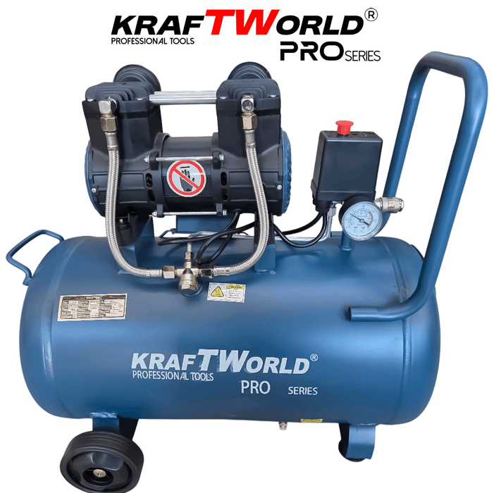 Тих Безмаслен компресор за въздух Kraftworld Pro 50L | 1100W | 0.8MPa