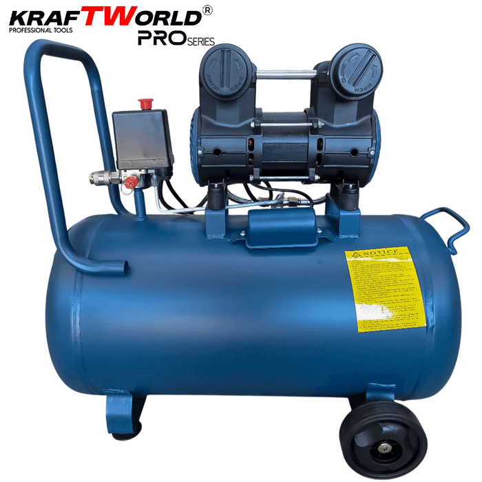 Тих Безмаслен компресор за въздух Kraftworld Pro 50L | 1100W | 0.8MPa