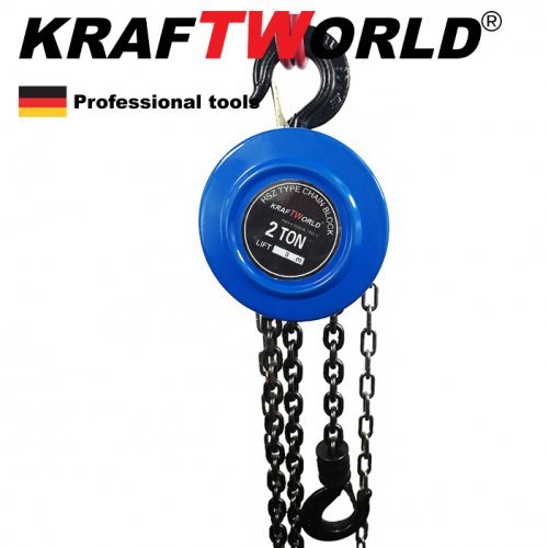 Немска Ръчна лебедка 2т с верига с лостов механизъм KraftWorld 3m въже