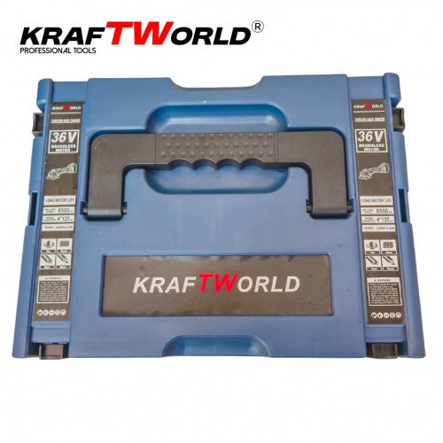 Акумулаторен Ъглошлайф Kraftworld 36V 8Ah с две батерии и куфар