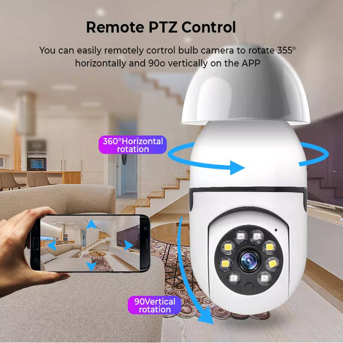 Wifi Камера - Kрушка E27 Панорамна камера в LED крушка със сензор за движение и нощно виждане
