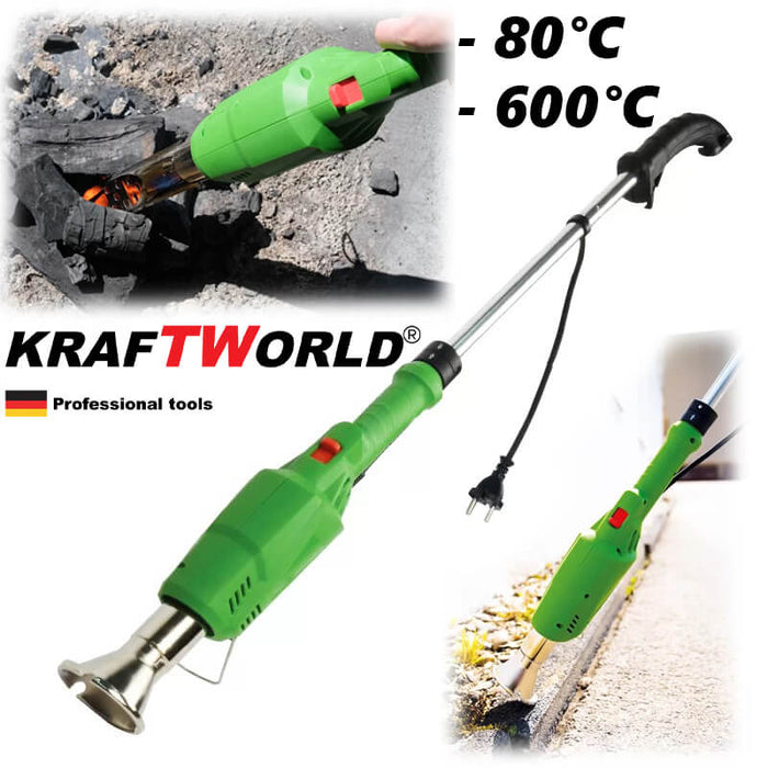 Електрическа горелка за плевели KraftWorld с две приставки и две степени на работа, 2000 W