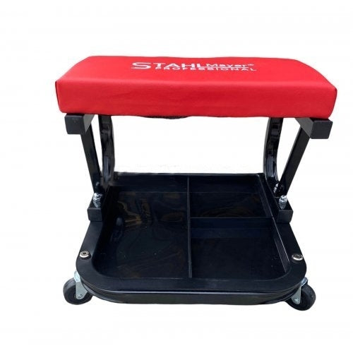 Работен стол с рафт за инструменти – подвижен стол за автосервиз до 150кг