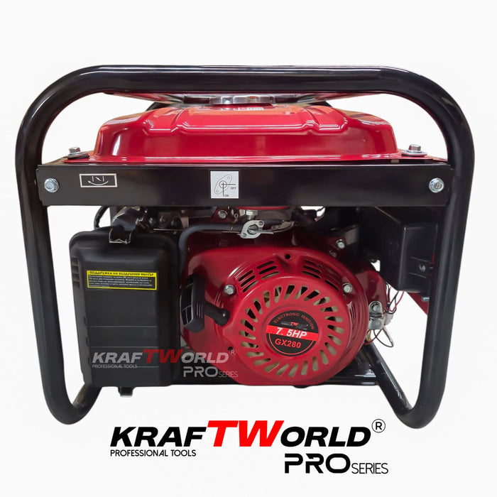 Четиритактов Бензинов генератор 4.5 kW с дистанционно запалване KraftWorld PRO Агрегат за ток с електрически старт и