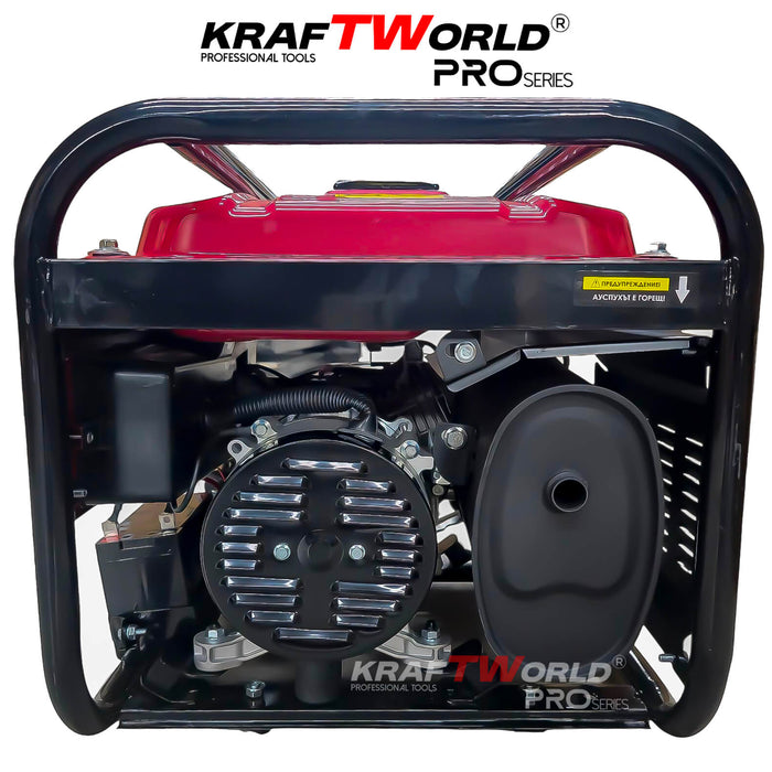 Четиритактов Бензинов генератор 4.5 kW с дистанционно запалване KraftWorld PRO Агрегат за ток с електрически старт и
