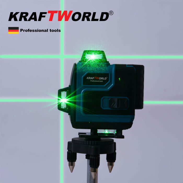 Немски 4D Лазерен нивелир KraftWorld с 16 линии ( четири точков ) - Самонивелиращ