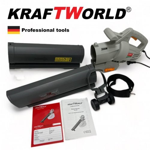 Електрически листосъбирач KraftWorld 3500W с два режима на работа – събиране и издухване
