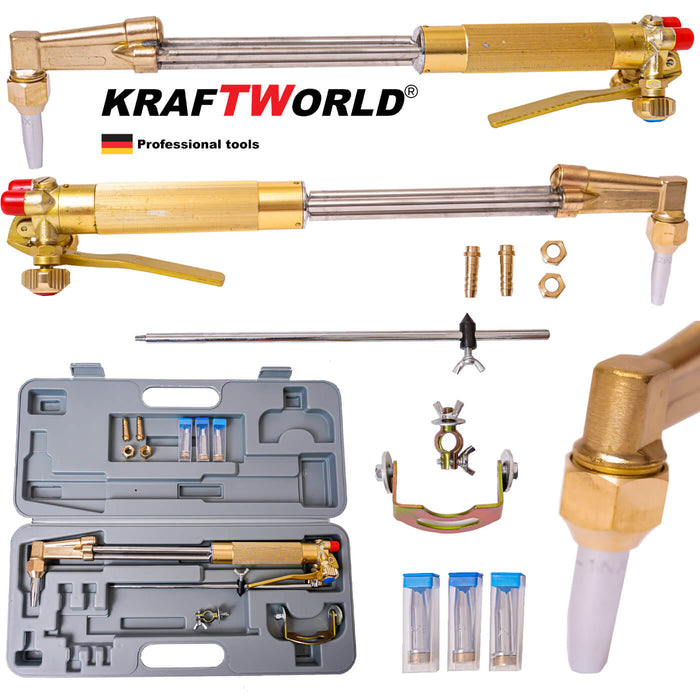 Резак за Газокислородно Рязане KraftWorld 440 mm - Газов резак с пергел и 4 дюзи