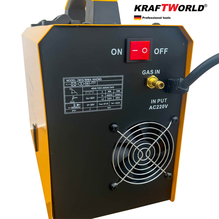 Инверторен електрожен KraftWorld 400А с телоподаващо 2в1
