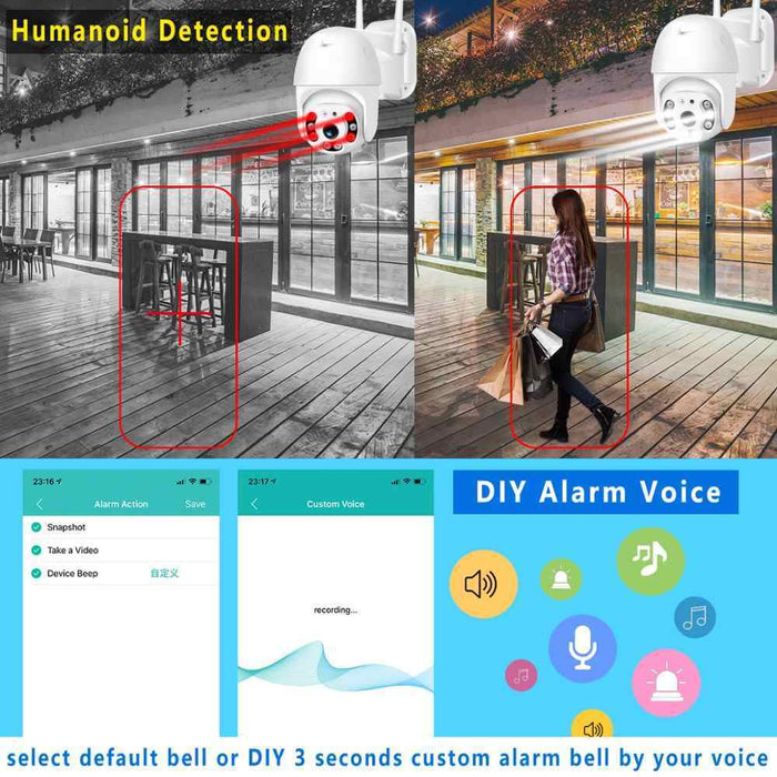 Водоустойчива Камера за Външен Монтаж с 2 антени Смарт Full HD 1080p WiFi Камера За Наблюдение, Нощно Виждане и Двупосочна Аудио Връзка